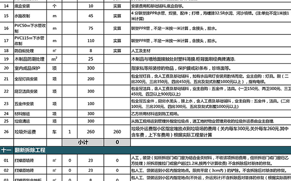 裝修報(bào)價(jià)單